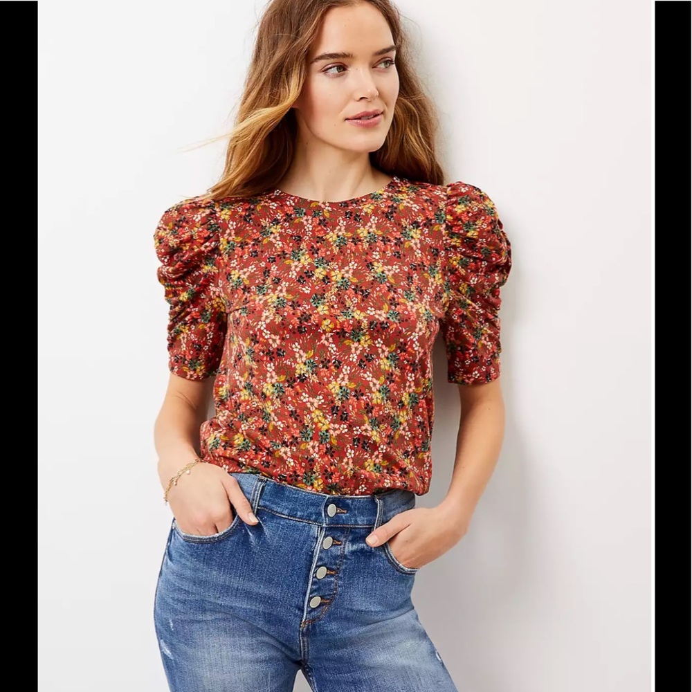 Loft Puff Sleeve Floral Top